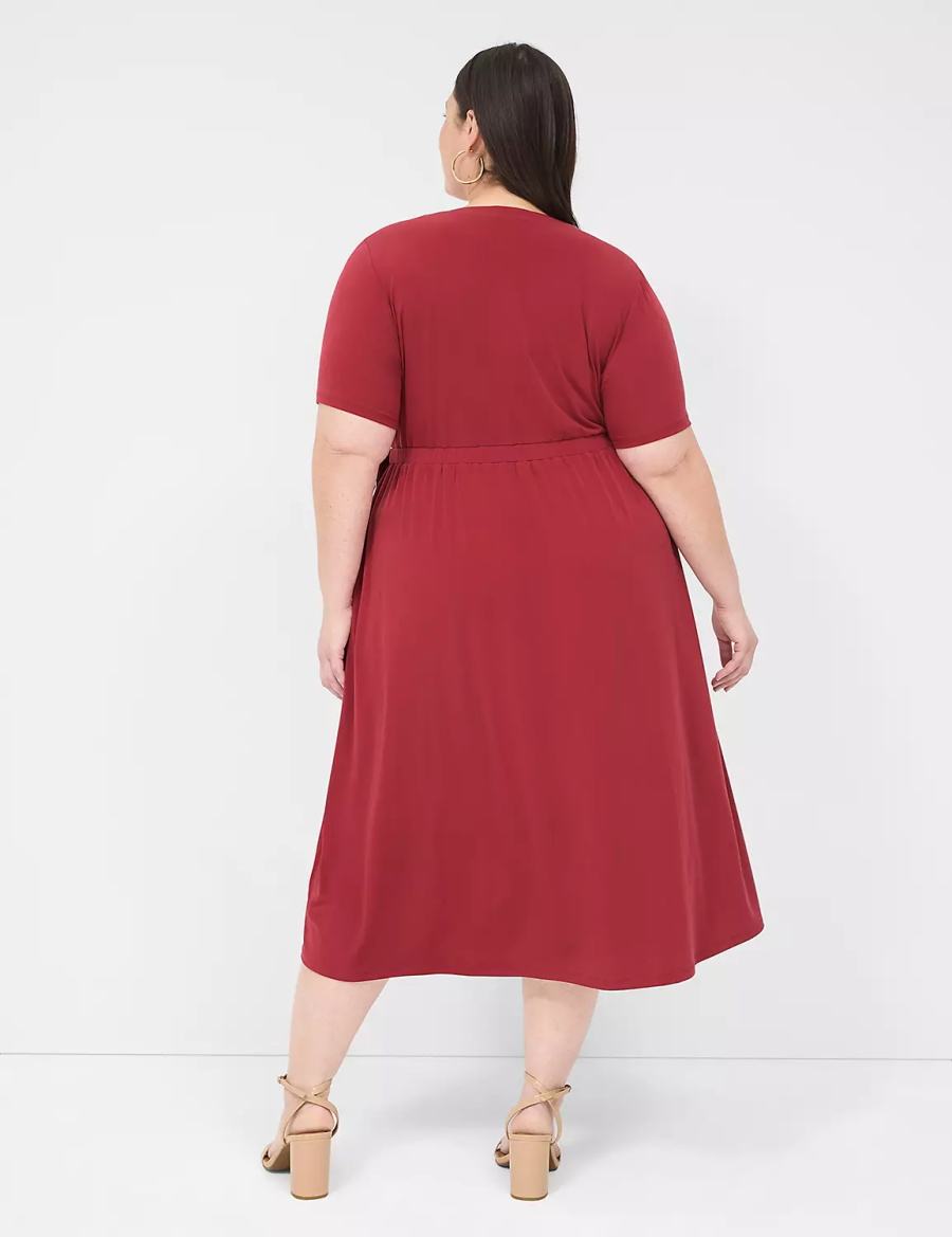 Dámské Midi Šaty Lane Bryant Faux-Wrap Jersey Tmavě Červené | GJX1067KF