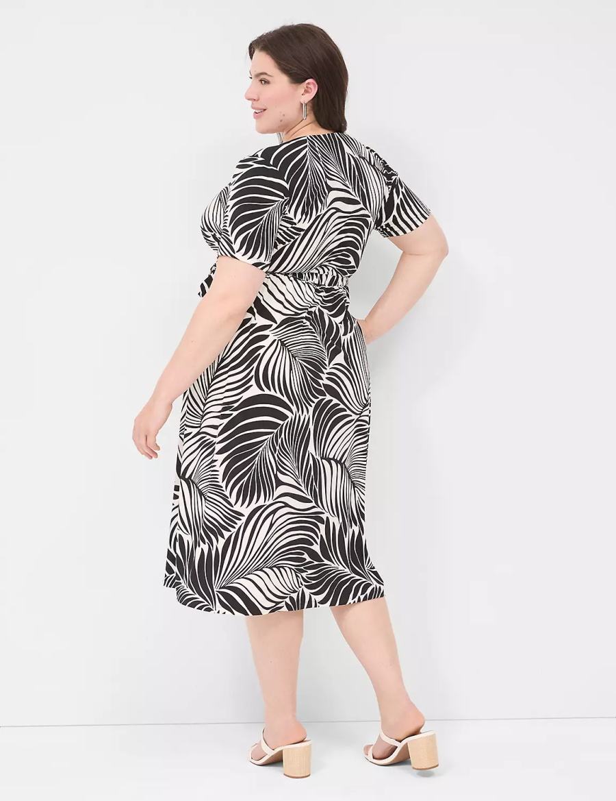 Dámské Midi Šaty Lane Bryant Faux-Wrap Jersey Černé | RXZ6510RJ