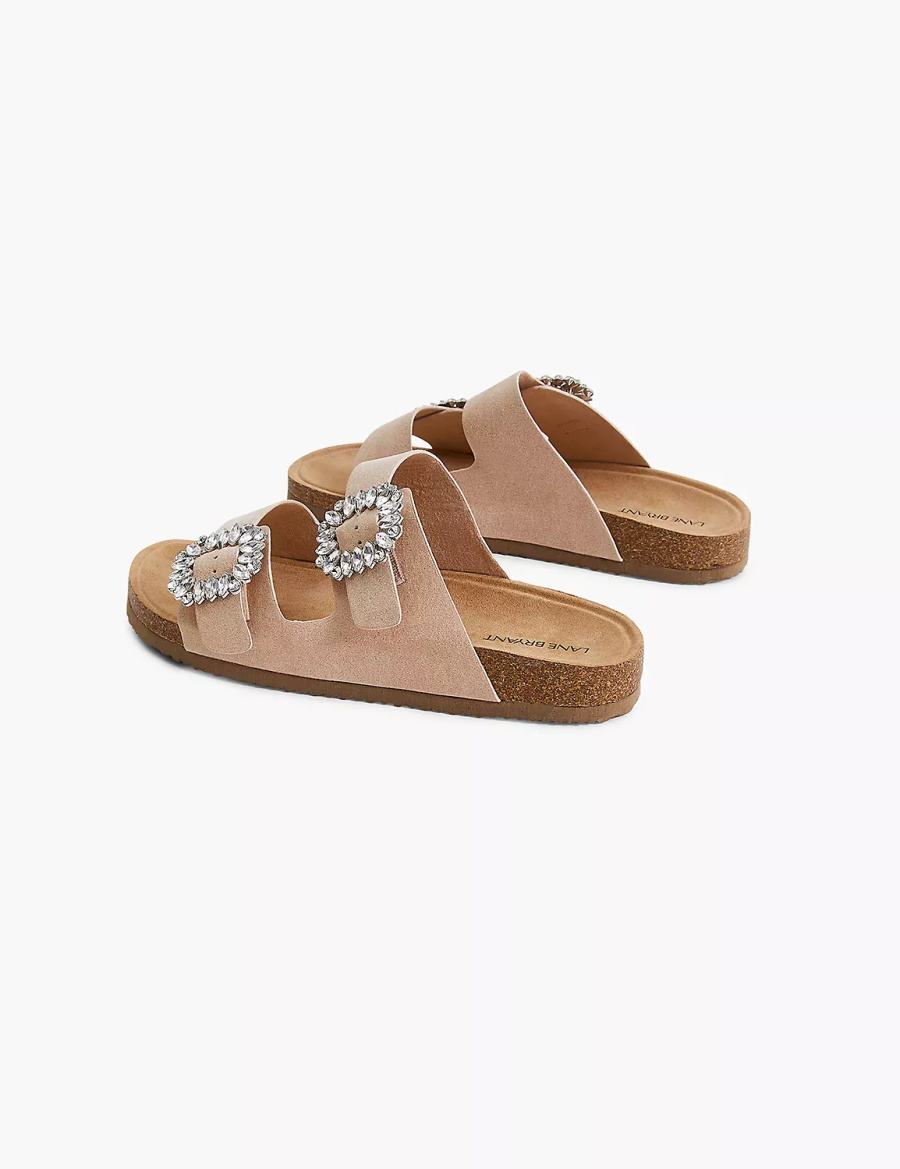 Dámské Ploché Sandály Lane Bryant Dream Cloud Faux-Suede Embellished Slip-On Hnědožlutý | WUV2635OF