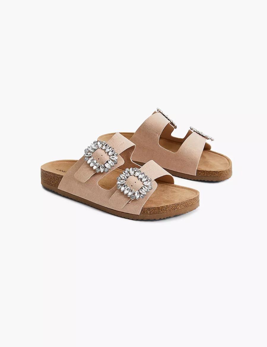 Dámské Ploché Sandály Lane Bryant Dream Cloud Faux-Suede Embellished Slip-On Hnědožlutý | WUV2635OF