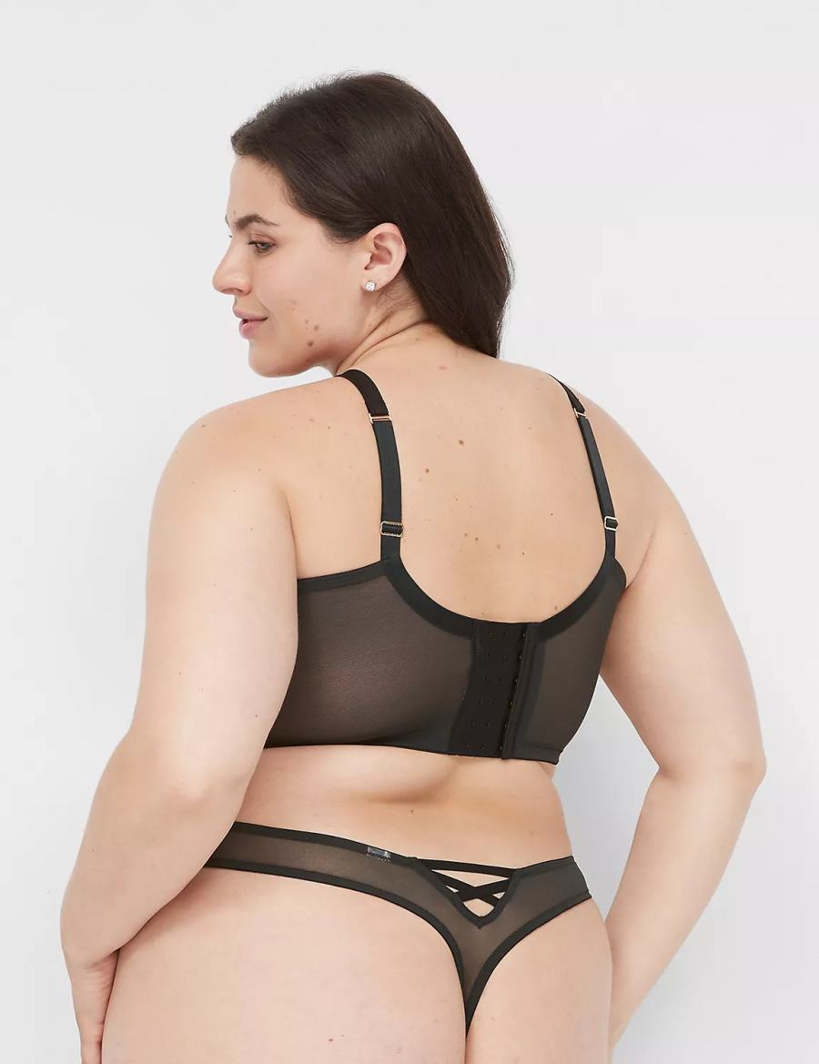 Dámské Podprsenka Balkonetová Lane Bryant Fishnet High-Neck French Černé | NLT2521XA