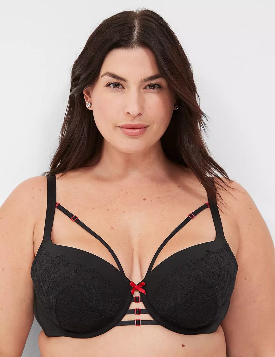 Dámské Podprsenka Balkonetová Lane Bryant Lace-Trim Lightly Lined Černé | CTO763UV