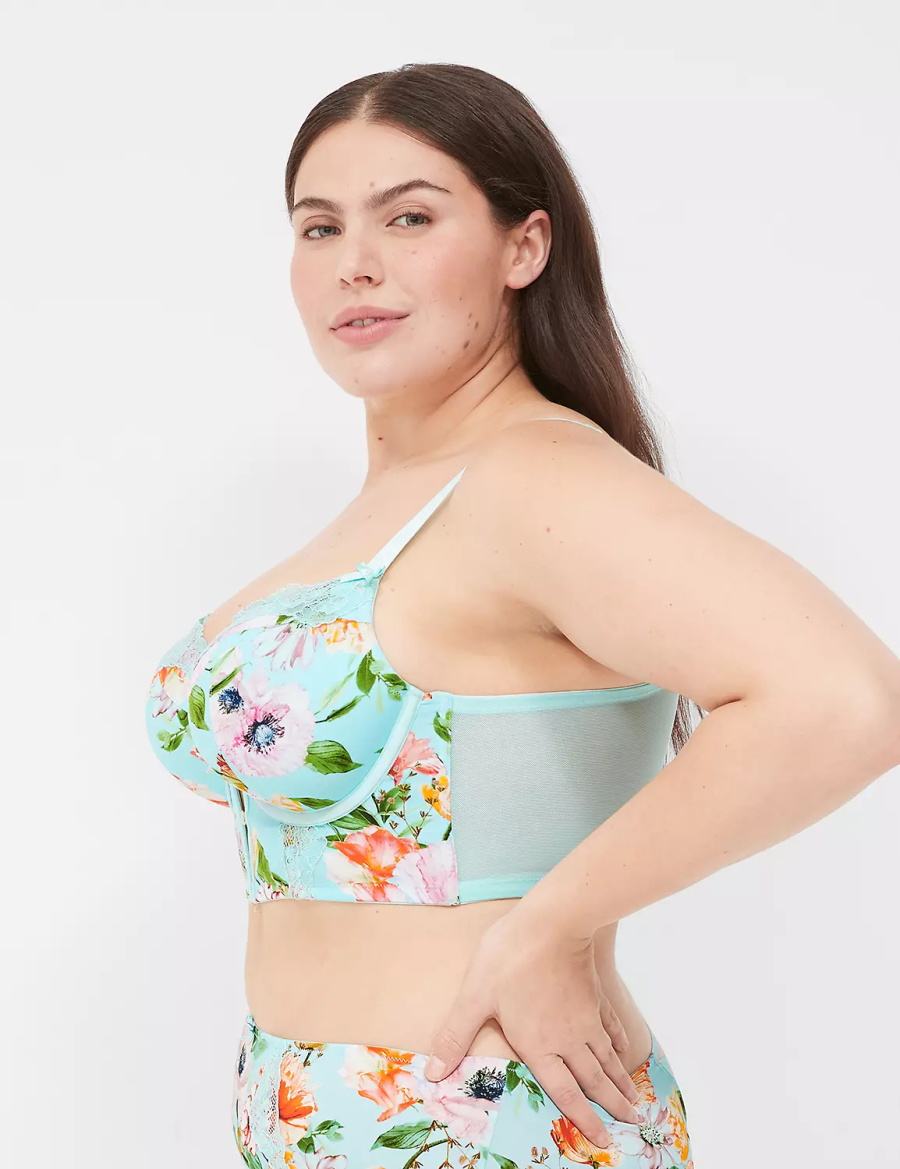 Dámské Podprsenka Balkonetová Lane Bryant Printed Boost Longline Tyrkysové | ZGC7359KZ