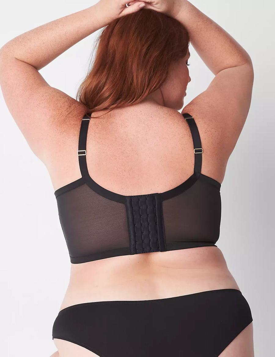 Dámské Podprsenka Balkonetová Lane Bryant Sheer Lace Unlined Longline Černé | XHG714TM