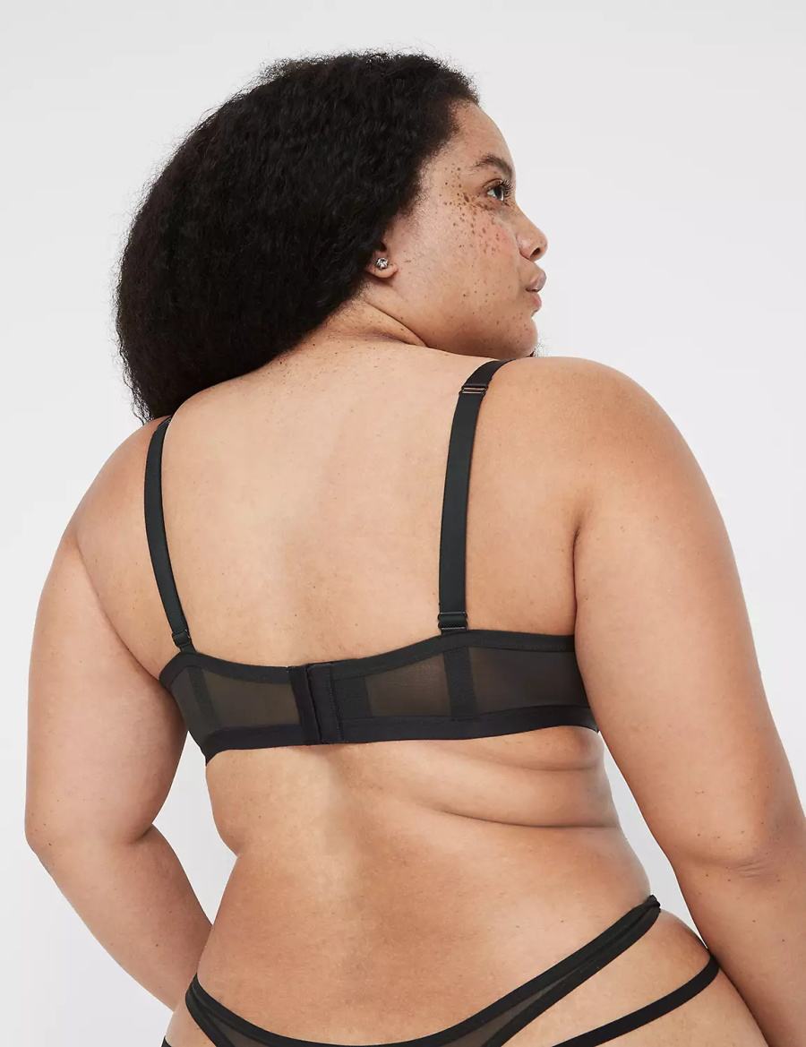 Dámské Podprsenka Bez Podšívky Lane Bryant Metallic Strappy Demi Černé Stříbrné | HXY5249SB