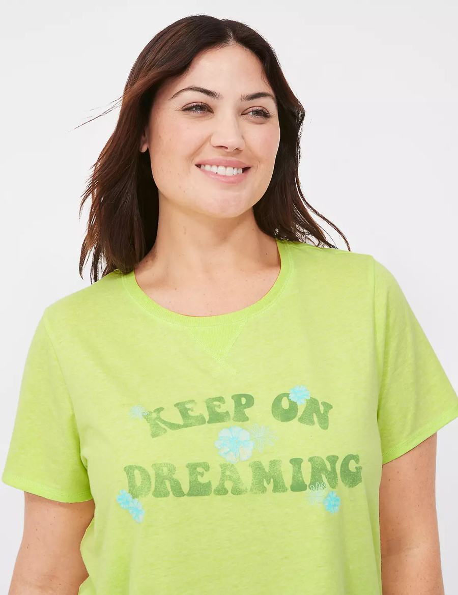 Dámské Pyžama Lane Bryant Comfy Cotton Rib-Trim Tee & Short PJ Set Zelene Viacfarebný | TYA294ML