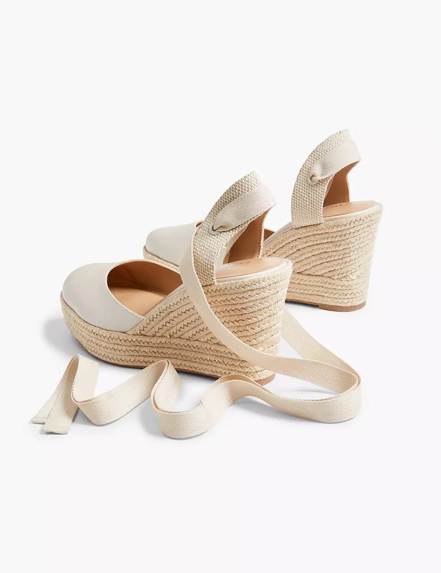 Dámské Sandály na Klínku Lane Bryant Dream Cloud Ankle-Tie Espadrille Bílé | UMJ2980DP
