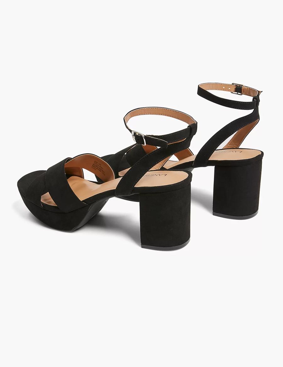 Dámské Sandály na Podpatku Lane Bryant Dream Cloud Platform Strappy Block Heel Černé | UVK1977VY