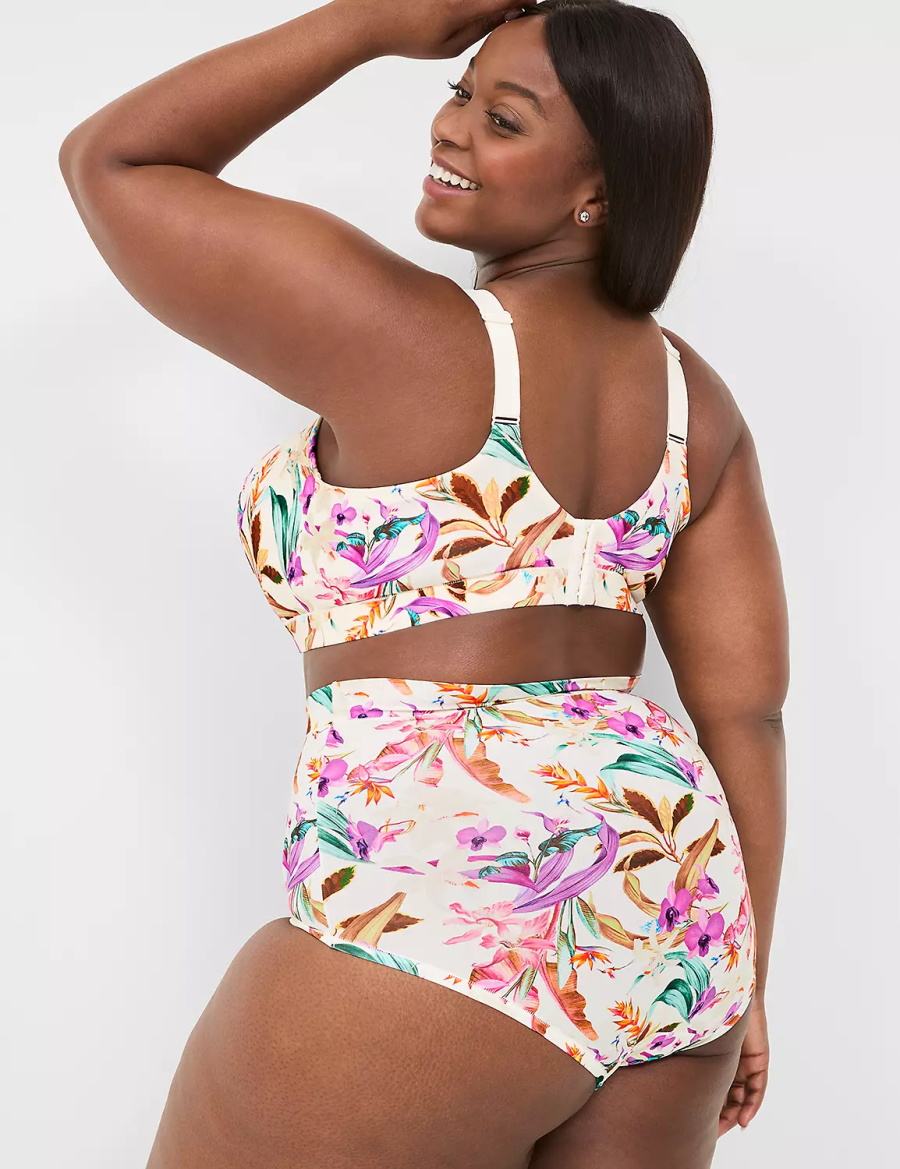 Dámské Slipy Lane Bryant Comfort Bliss High-Waist Bílé Viacfarebný | NBF506SX