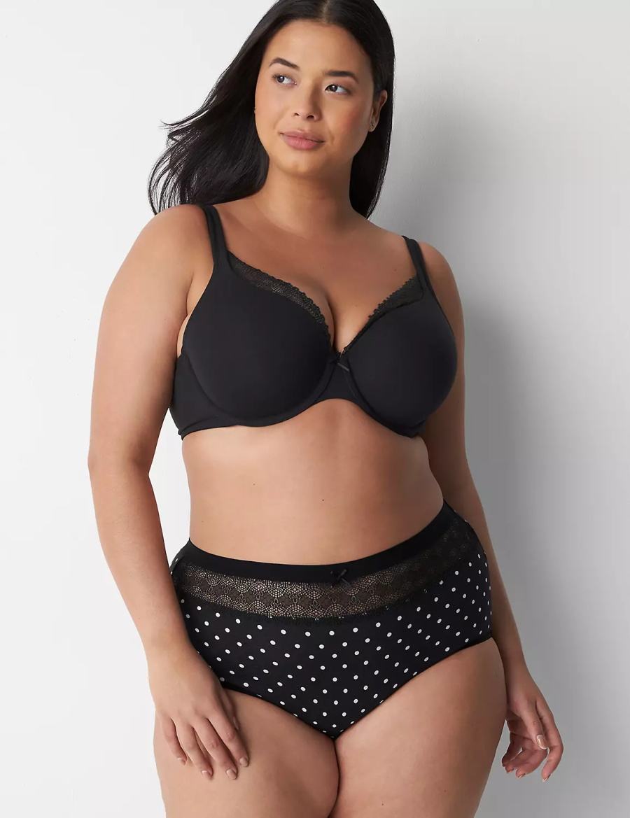 Dámské Slipy Lane Bryant Cotton Full with Lace Waist Zelene Černé | YKY4829EF