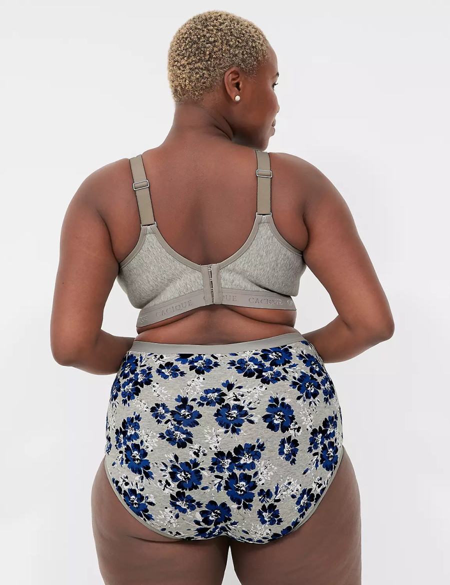 Dámské Slipy Lane Bryant Cotton High-Waist With Lace Waist Blankyt Šedé | XJQ4199WZ