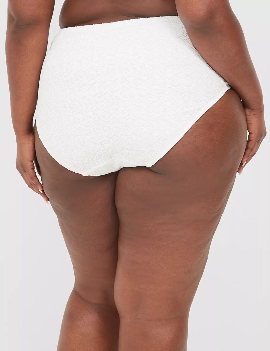 Dámské Slipy Lane Bryant Crochet Mid-Rise Swim Bílé | FWW3275JO