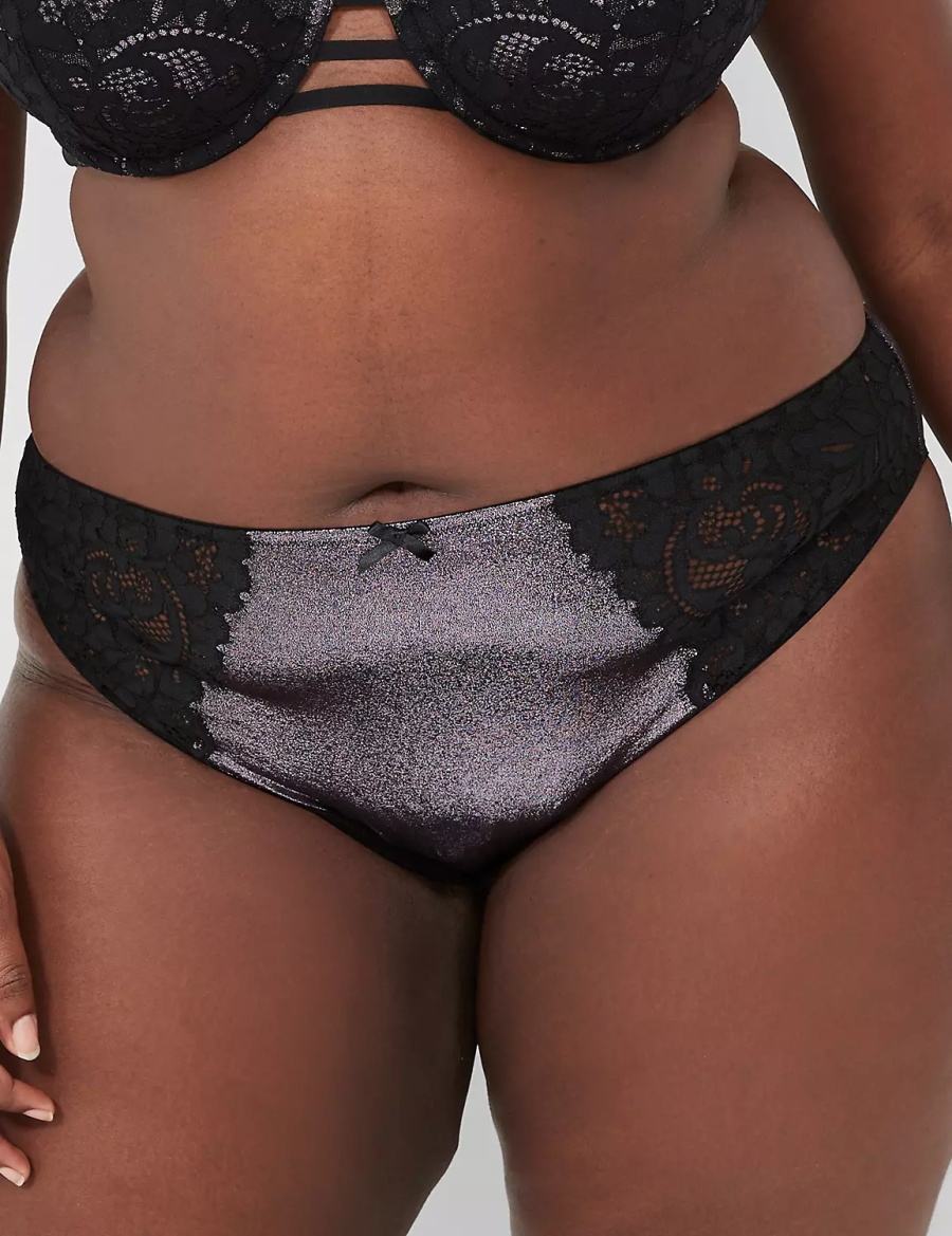 Dámské Slipy Lane Bryant Foil Shine French Černé | UNC8633VO