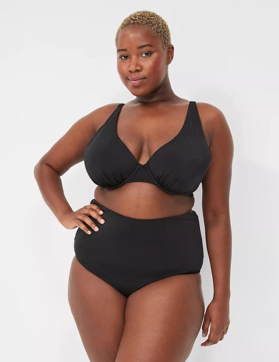 Dámské Slipy Lane Bryant Foldover-Waist Swim Černé | NNW8357QP
