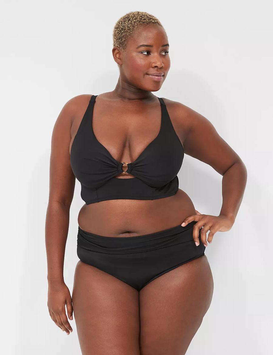 Dámské Slipy Lane Bryant Foldover-Waist Swim Černé | NNW8357QP