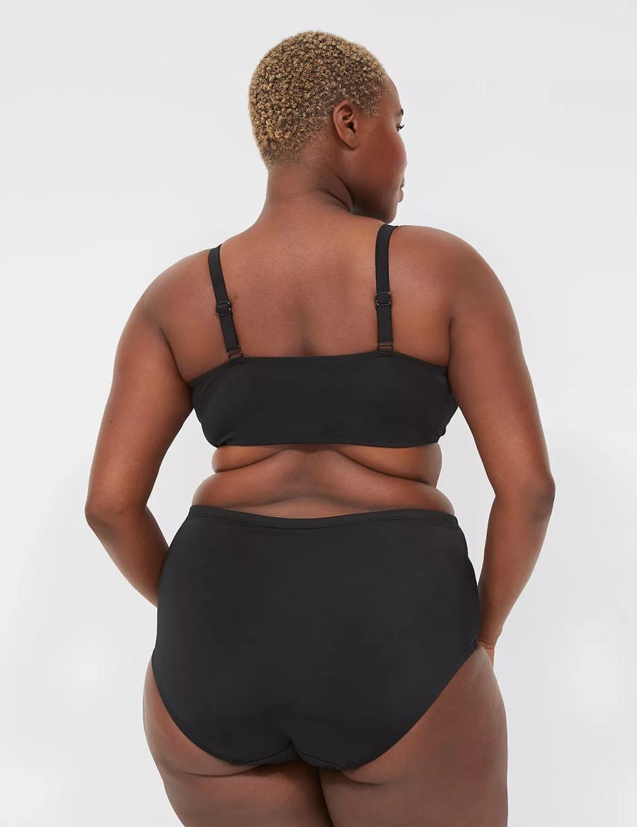 Dámské Slipy Lane Bryant Mid-Rise Swim Černé | JIB7424RZ