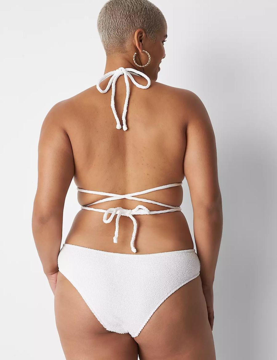 Dámské Spodní díl Plavek Lane Bryant Crinkle Dipped Tanga Swim Bílé | ETQ8034OU