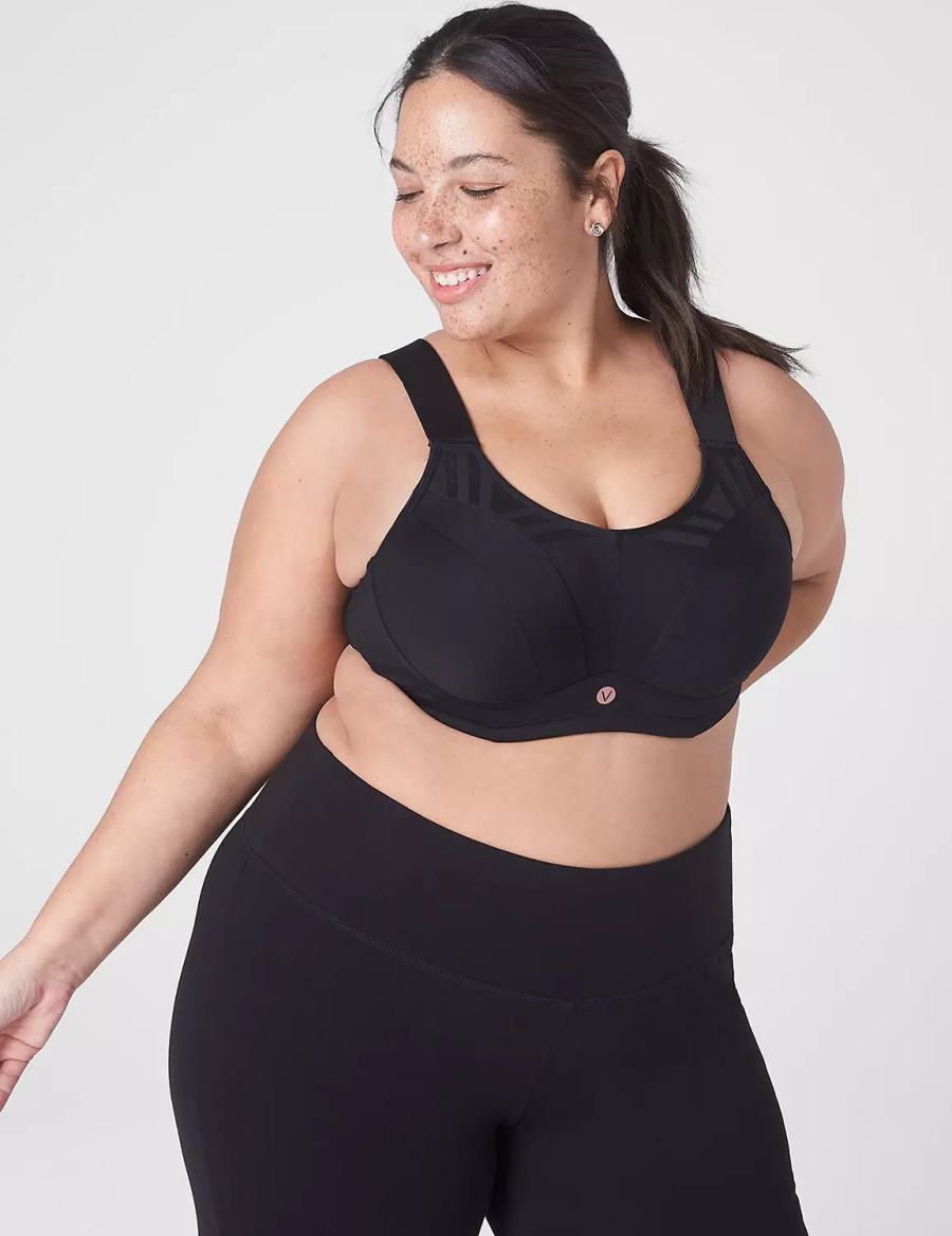 Dámské Sportovní Podprsenka Lane Bryant LIVI Max Support Wicking Underwire Černé | SFC267CA