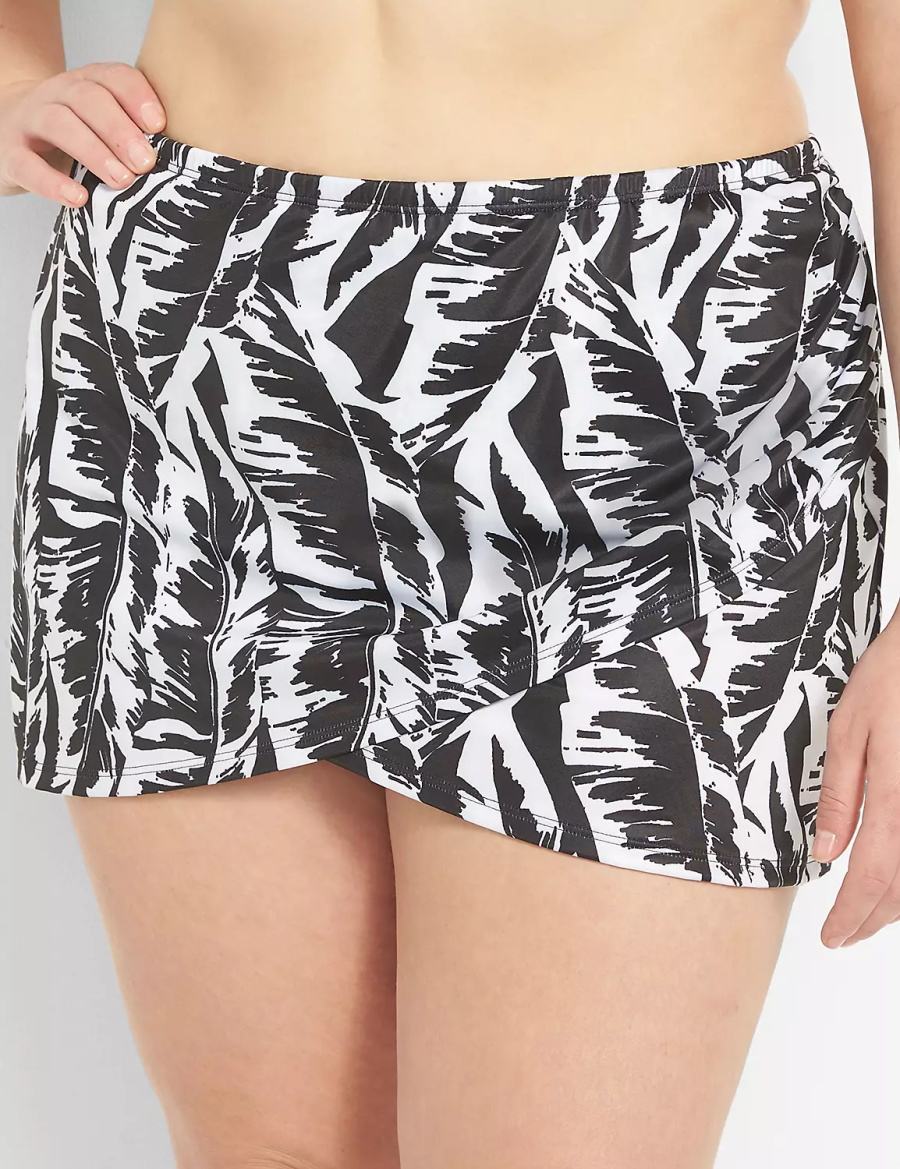 Dámské Sukně Lane Bryant Faux-Wrap Swim Bílé Černé | PHR8378KB
