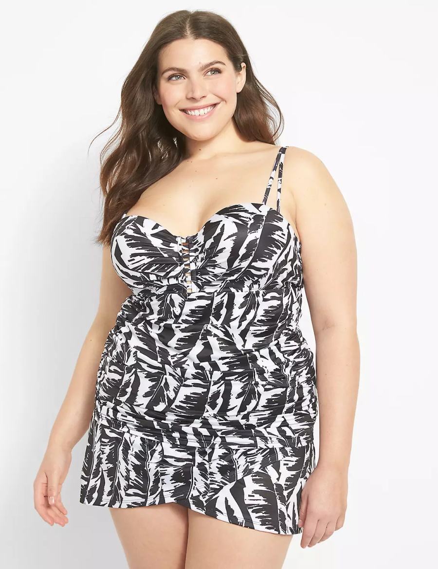 Dámské Sukně Lane Bryant Faux-Wrap Swim Bílé Černé | PHR8378KB