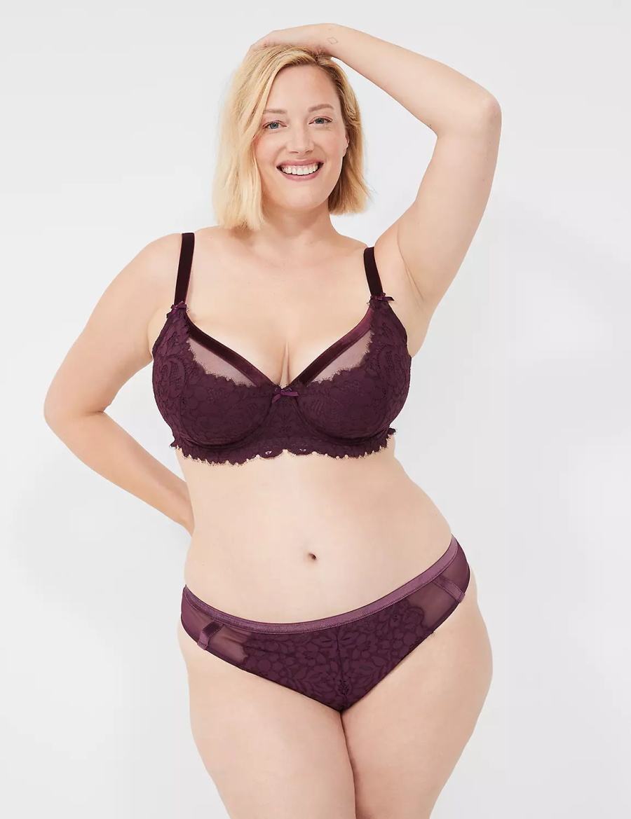 Dámské Tanga Kalhotky Lane Bryant Velvet-Trim Vínové | JVH7351FO