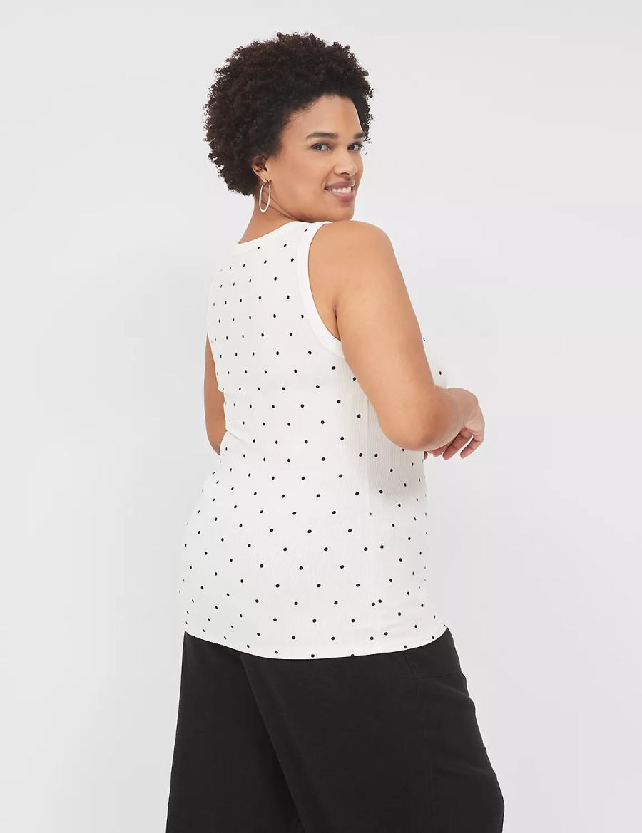 Dámské Tílko Lane Bryant Fitted High-Neck Rib Bílé | EHL9064PM