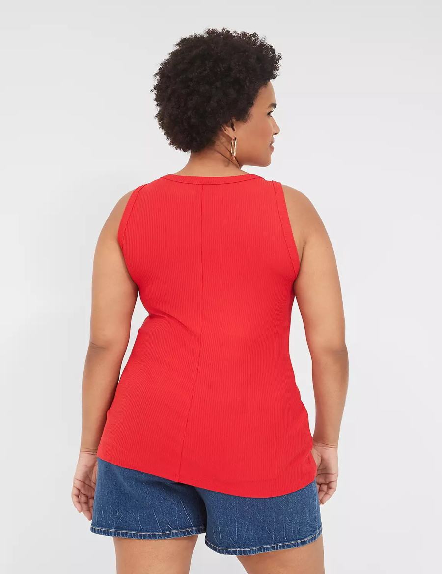 Dámské Tílko Lane Bryant Fitted High-Neck Rib Červené | WDQ3139MI