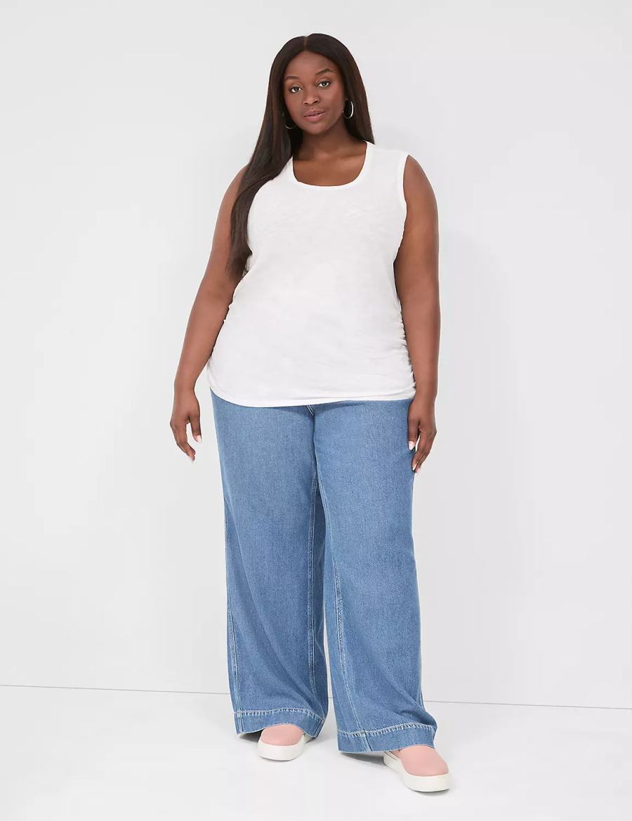 Dámské Tílko Lane Bryant Scoop-Neck Side-Ruched Bílé | IWK6335NS