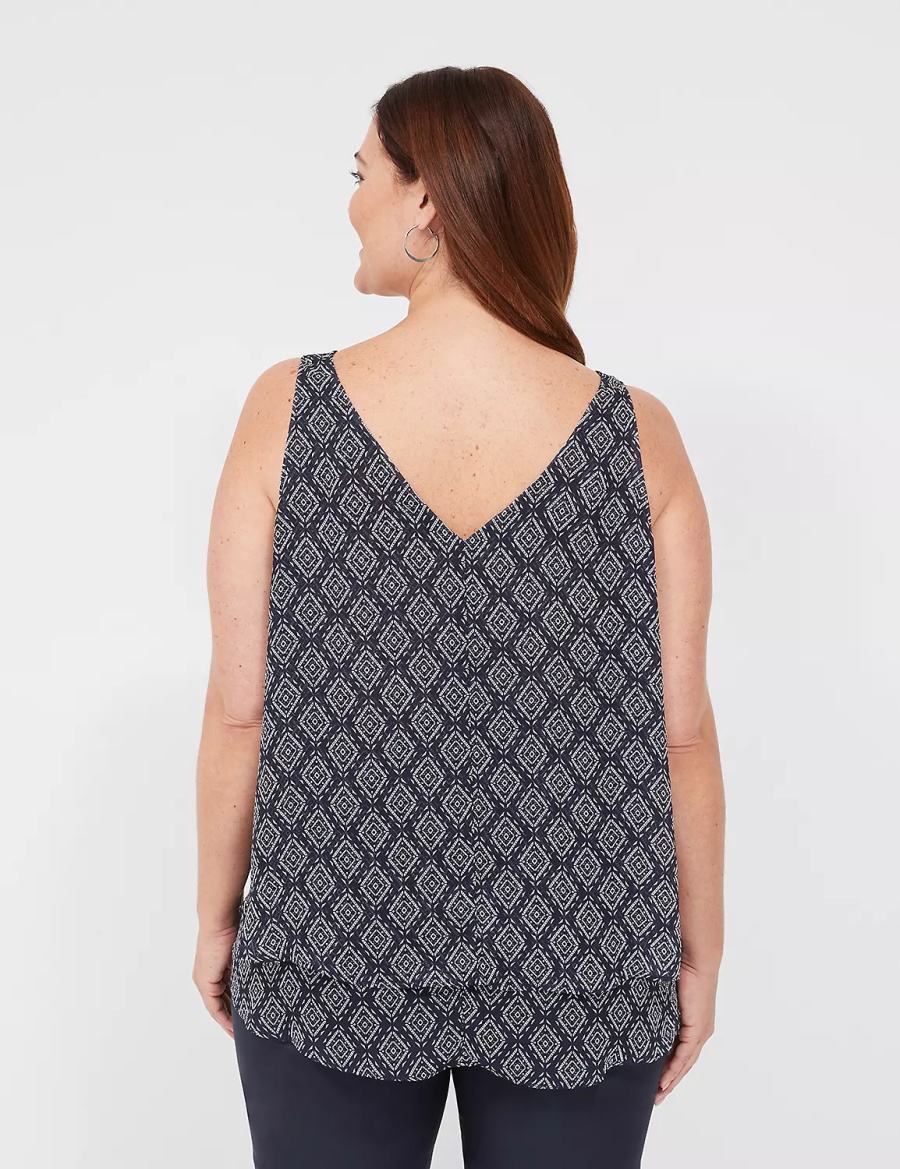 Dámské Tílko Lane Bryant Swing Double-Layer Chiffon Tmavě Blankyt | NDK3357RU