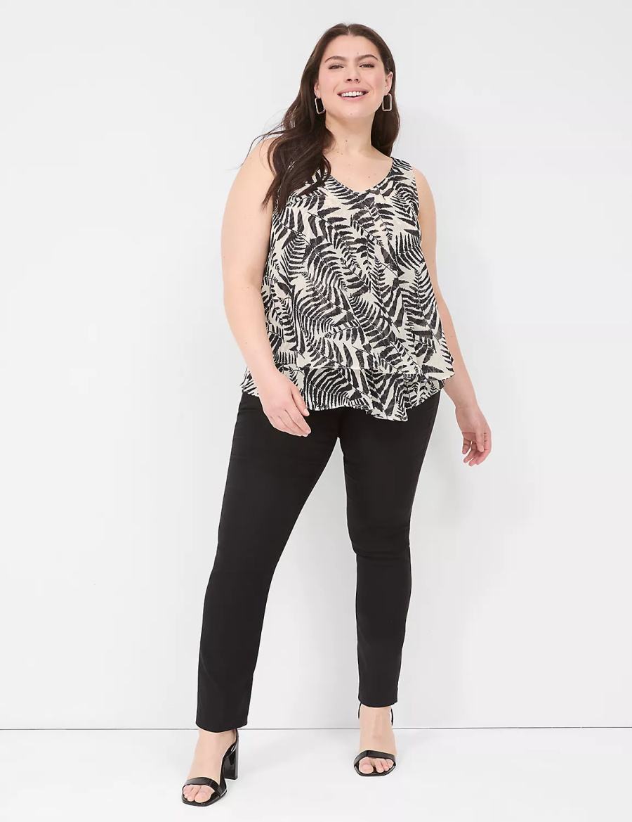 Dámské Tílko Lane Bryant Swing Double-Layer Chiffon Černé | ZYF1985PC