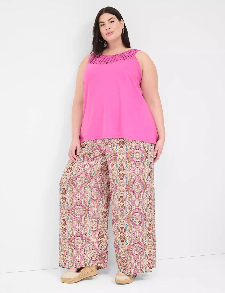 Dámské Tílko Lane Bryant Swing Sleeveless Crochet-Neck Top Růžové | LFX1264JV