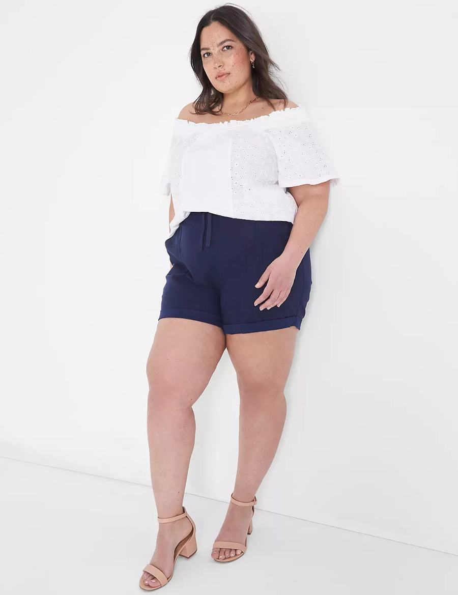 Dámské Tričko Lane Bryant Convertible Eyelet Woven & Knit Top Bílé | SZG2587UD