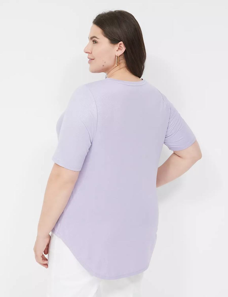 Dámské Tričko Lane Bryant Curved-Hem Perfect Sleeve Tee Fialové | RVG5884JO