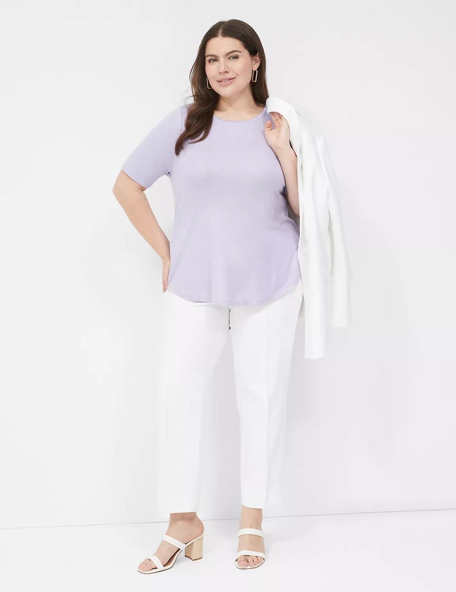 Dámské Tričko Lane Bryant Curved-Hem Perfect Sleeve Tee Fialové | RVG5884JO