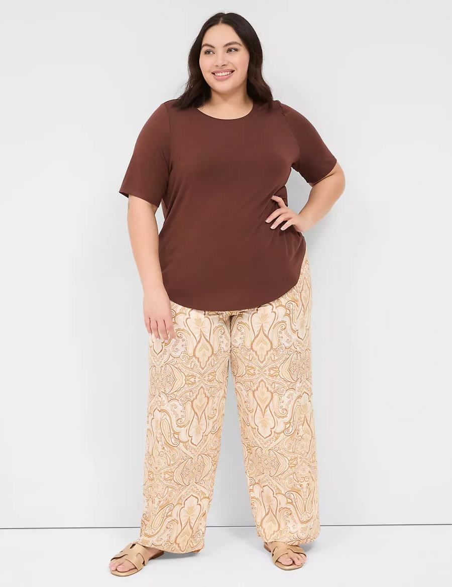 Dámské Tričko Lane Bryant Curved-Hem Perfect Sleeve Tee Hnědé | JXS3938WK