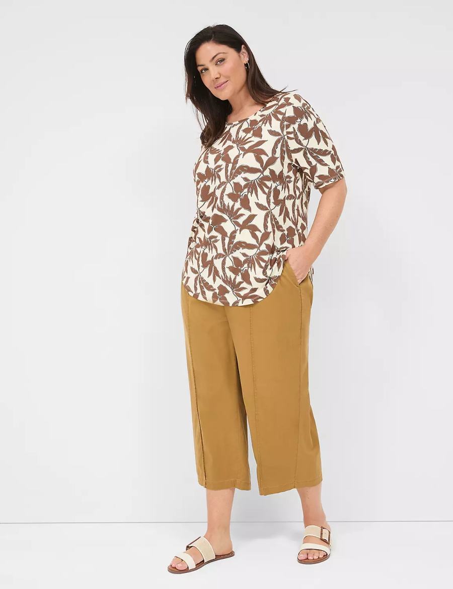Dámské Tričko Lane Bryant Curved-Hem Perfect Sleeve Tee Hnědé | CWO1169LT