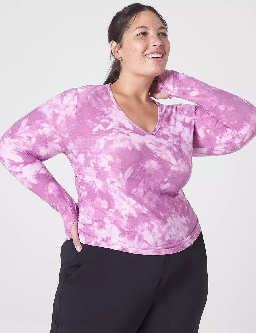 Dámské Tričko Lane Bryant LIVI Soft Crop Ruched-Side Top Fialové | YEQ6017QF