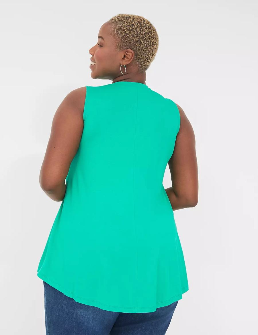 Dámské Tričko Lane Bryant Max Swing High-Neck Smocked-Shoulder Tunic Tyrkysové | DWK5312NH