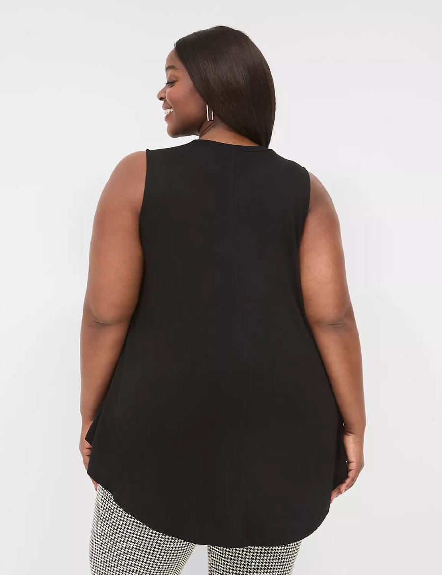 Dámské Tričko Lane Bryant Max Swing Sleeveless High-Neck Tunic Černé | QNI7627RJ