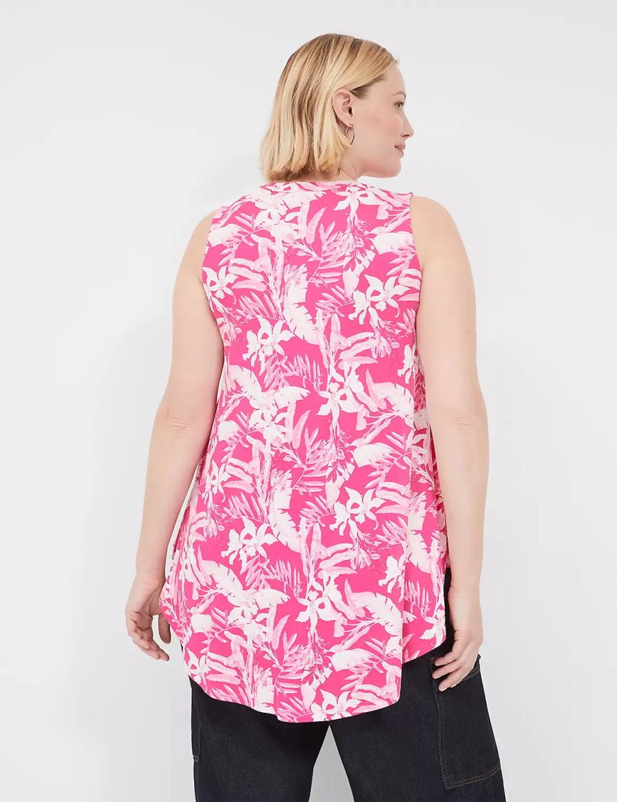 Dámské Tričko Lane Bryant Max Swing Sleeveless High-Neck Tunic Růžové Bílé | NGK7769AU
