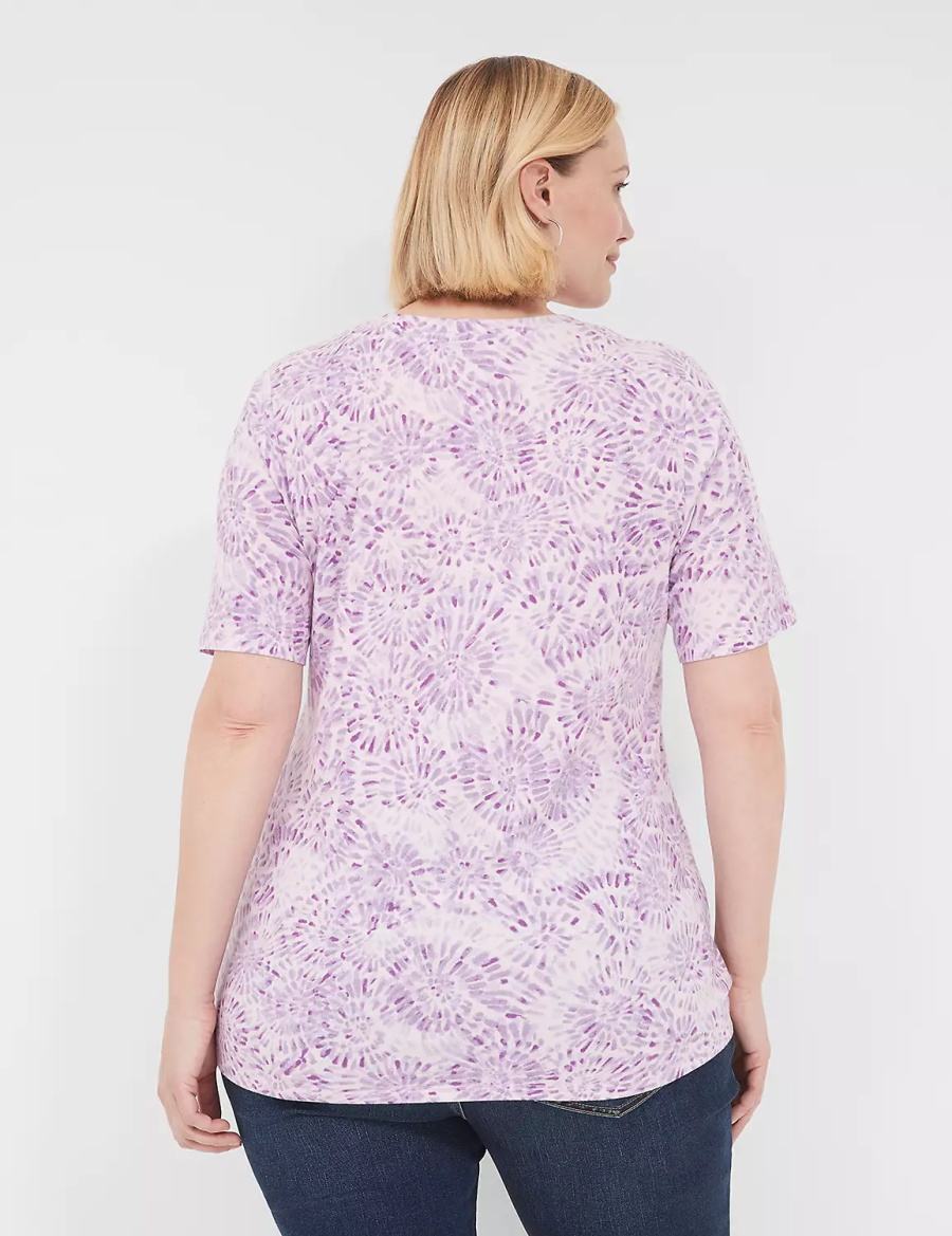 Dámské Tričko Lane Bryant Perfect Sleeve V-Neck Tee Fialové | SSW383DP