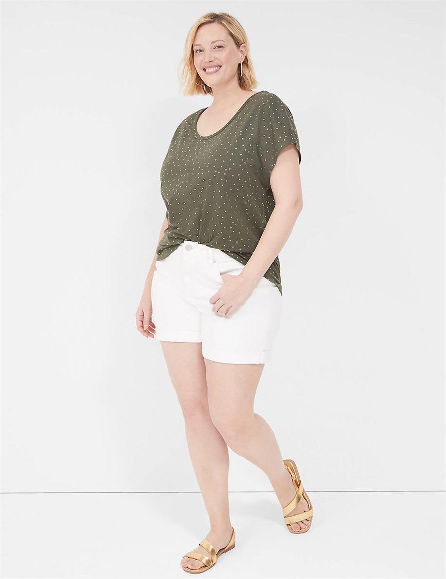 Dámské Tričko Lane Bryant Shimmer Foil Strappy-Back Tee Zelene | XMX7321IJ
