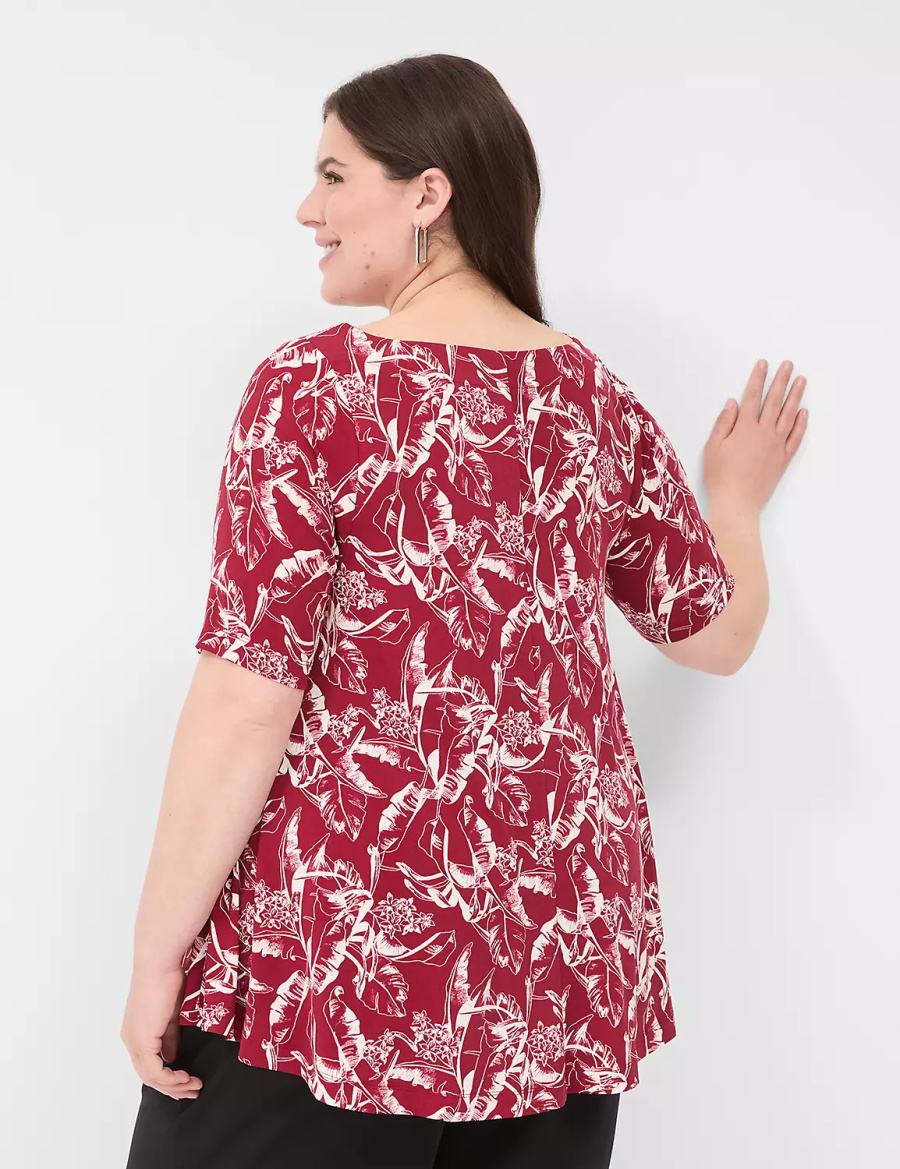 Dámské Tričko Lane Bryant Swing Boatneck Top Vínové | EYJ3753HA