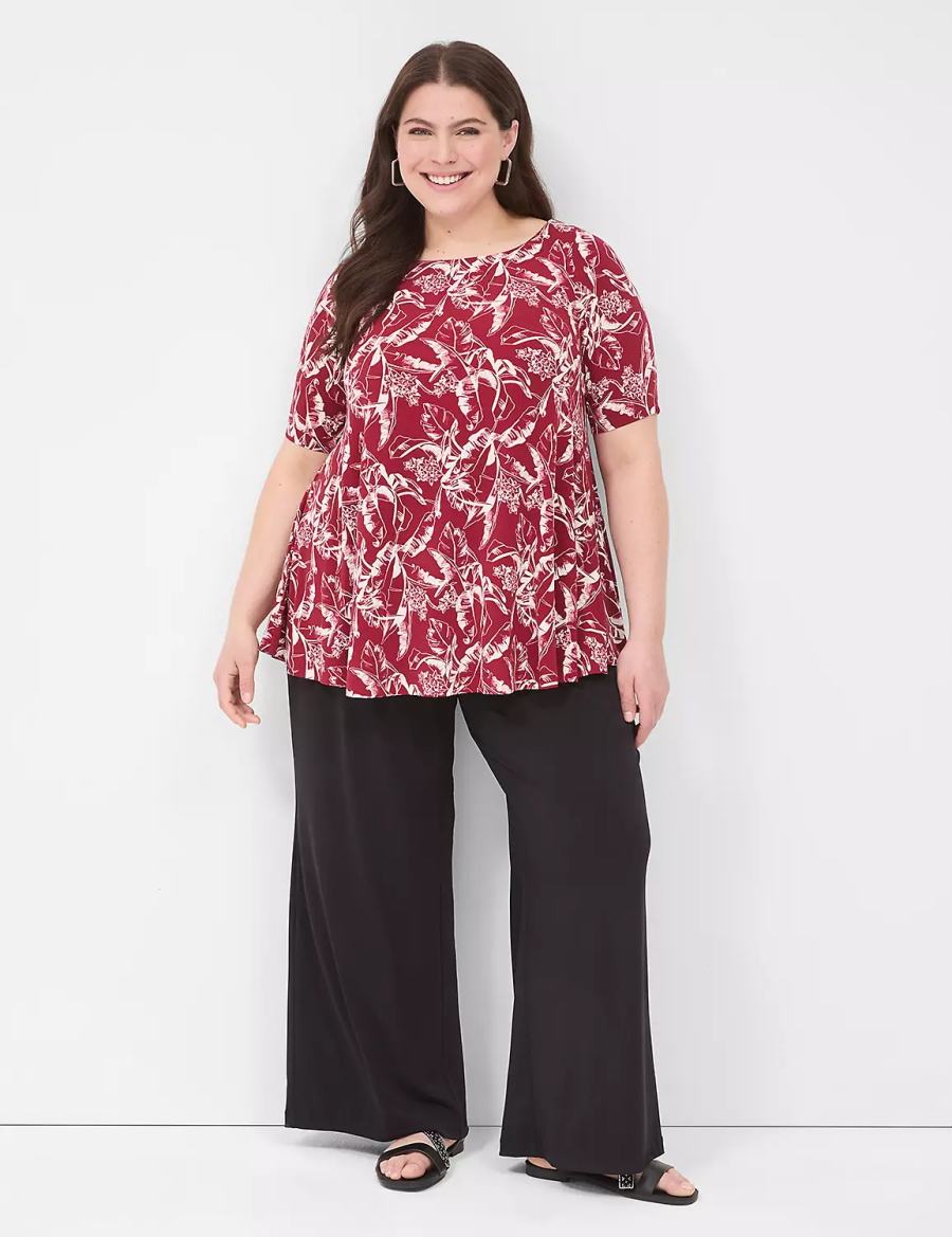 Dámské Tričko Lane Bryant Swing Boatneck Top Vínové | EYJ3753HA