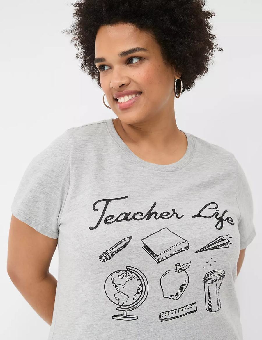 Dámské Tričko Lane Bryant Teacher Life Graphic Tee Světle Šedé | XAA941JA