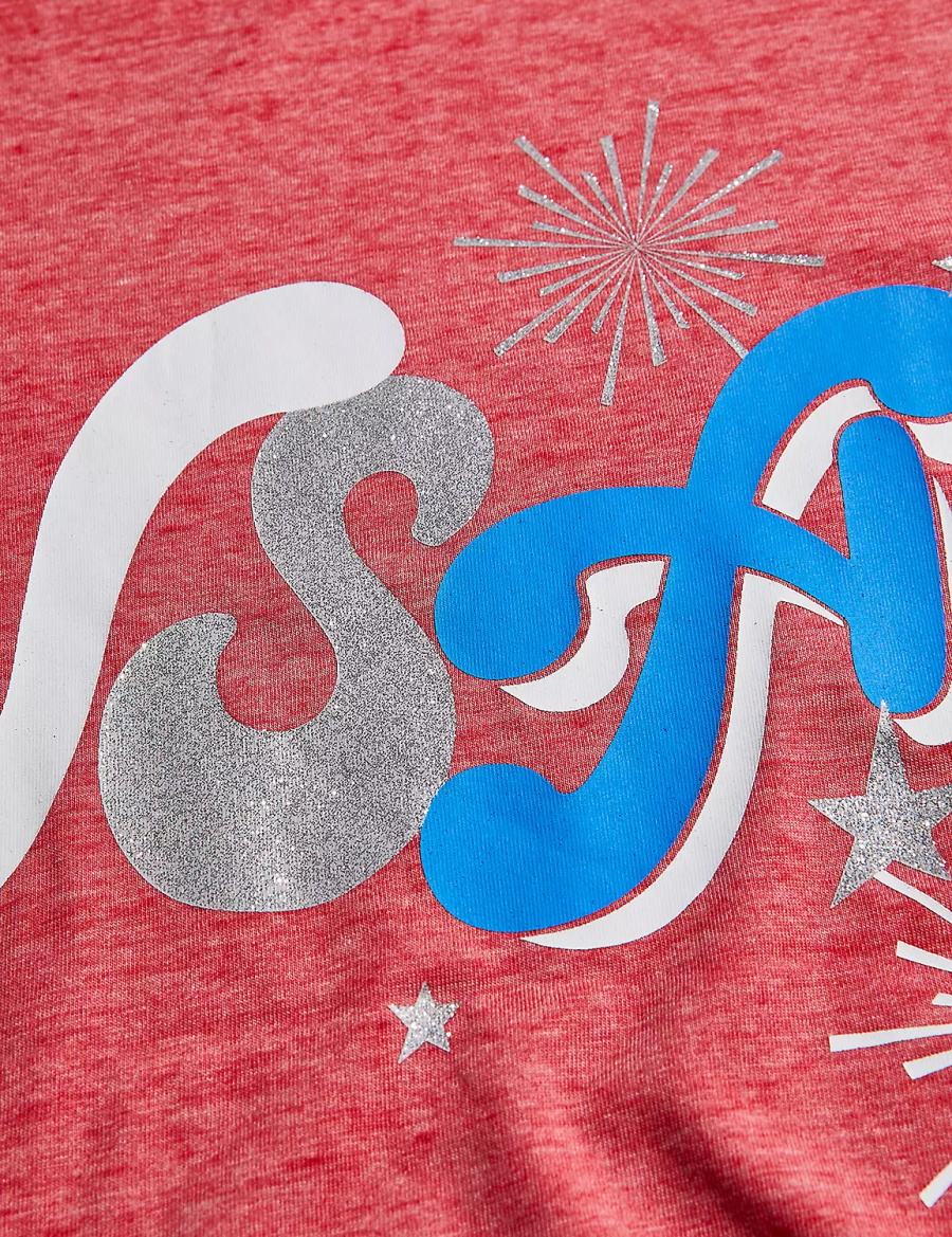 Dámské Tričko Lane Bryant USA Graphic Tee Červené | AEG8634VN