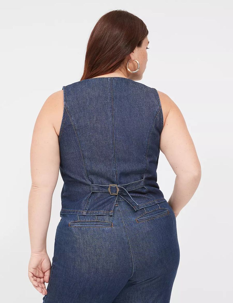 Dámské Vesta Lane Bryant Dressy Denim Vest Tmavě Blankyt | QZN923LH